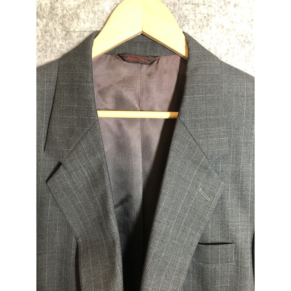 Savile Row Suit 42R Gray Check Wool Blazer Sport Coat Business Career Casual‎